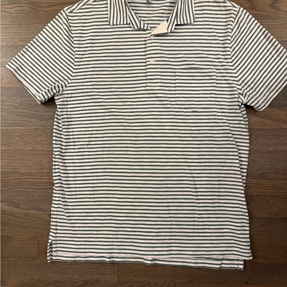 J.Crew Riviera Road Blue & White Striped Pocket Polo | Men’s Medium